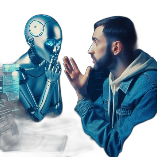 robot, concept art, cyberpunk, 3d render transparent PNG cut-out