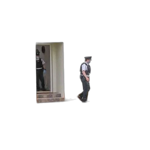 staff, building, dress, hat transparent PNG cut-out