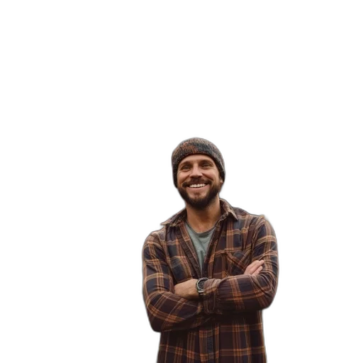 jacket, hat, staff, face transparent PNG cut-out