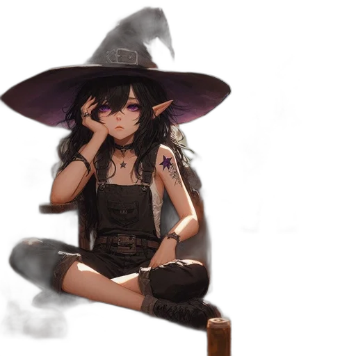 hat, staff, mask, fantasy art transparent PNG cut-out