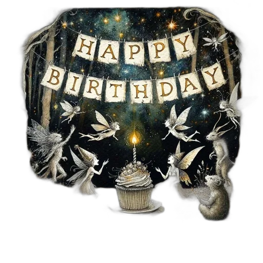 whimsical, birthday, celebration, takes transparent PNG cut-out