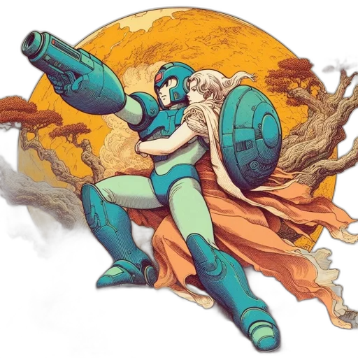 robot, comic book art, concept art, fantasy art transparent PNG cut-out