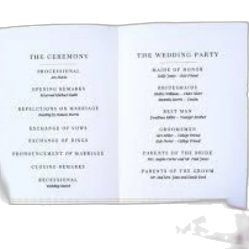 wedding, program, two, sections transparent PNG cut-out