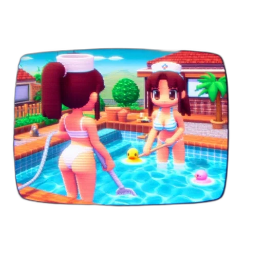 hat, 3d render, vaporwave, pixel art transparent PNG cut-out