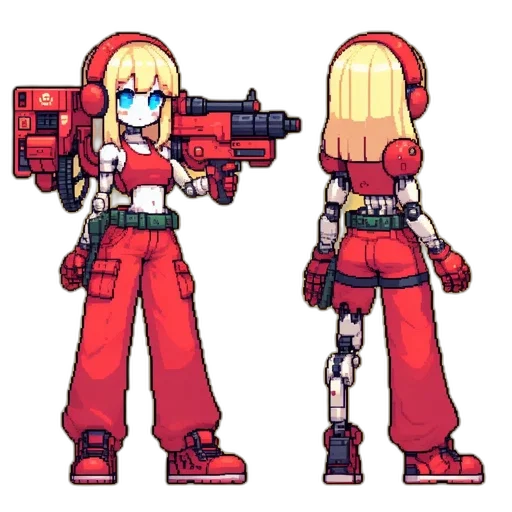 weapon, robot, staff, pixel art transparent PNG cut-out