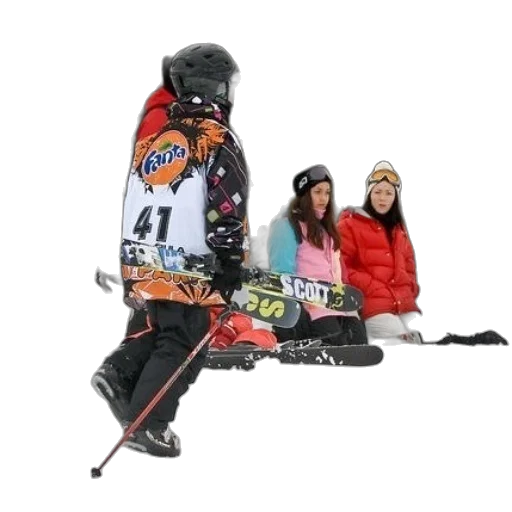 jacket, snow, skier, wearing transparent PNG cut-out