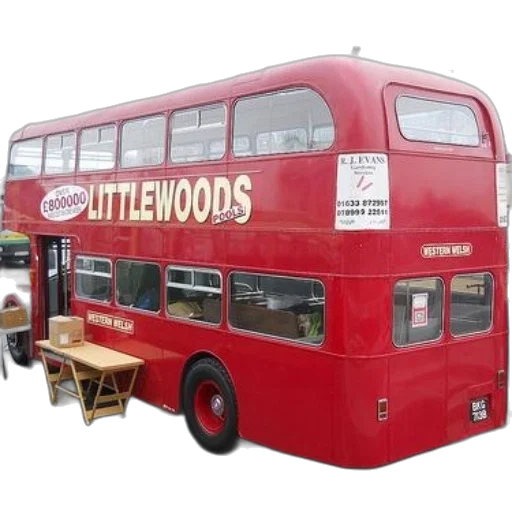 red, double-decker, bus, word transparent PNG cut-out