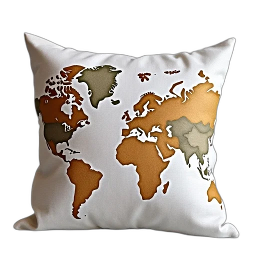earth tones, map, pillow, covers transparent PNG cut-out