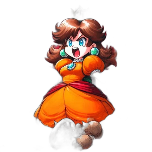 dress, staff, crown, hair transparent PNG cut-out