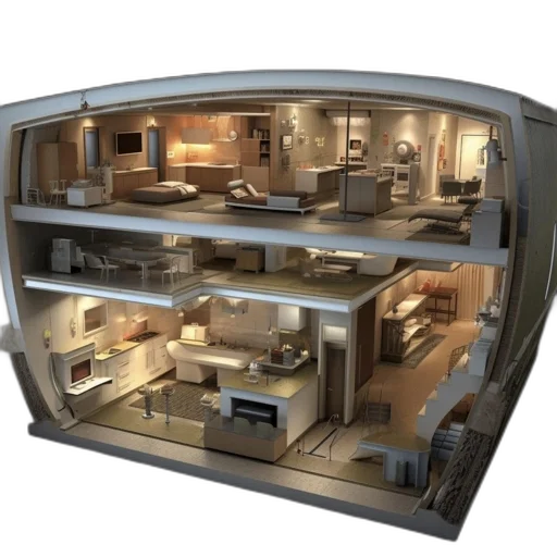 furniture, 3d render, concept art, sectioned transparent PNG cut-out