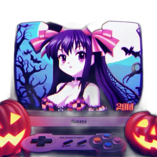pixel art, vaporwave, anime, 3d render transparent PNG cut-out