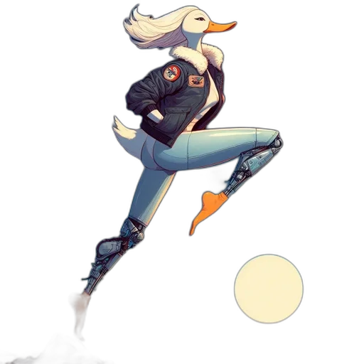 jacket, robot, staff, weapon transparent PNG cut-out