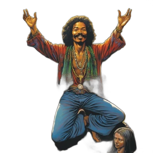 concept art, man, afro, dressed transparent PNG cut-out