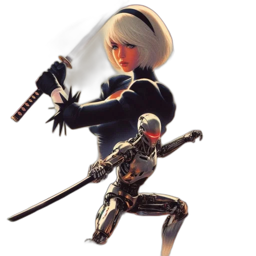 sword, weapon, staff, robot transparent PNG cut-out