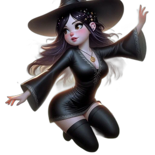 hat, staff, dress, fantasy art transparent PNG cut-out