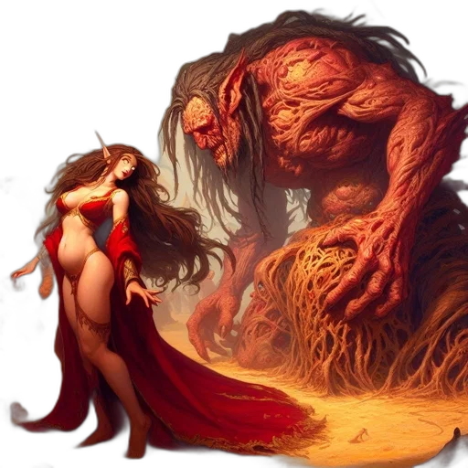 creature, dragon, dress, hair transparent PNG cut-out