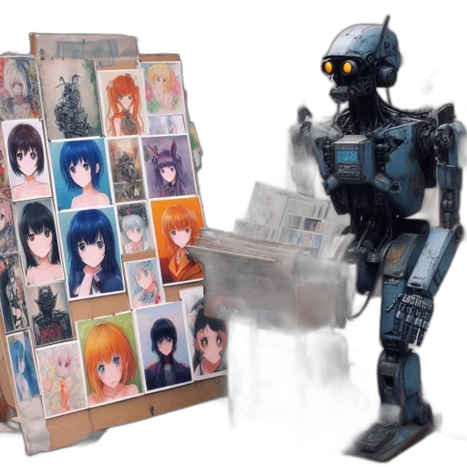 robot, weapon, concept art, 3d render transparent PNG cut-out