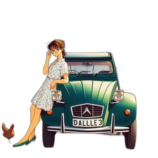 car, dress, cartoon, photorealistic transparent PNG cut-out