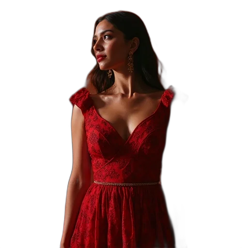 dress, jewelry, photorealistic, red transparent PNG cut-out
