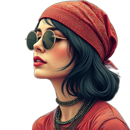 hat, face, jewelry, photorealistic transparent PNG cut-out