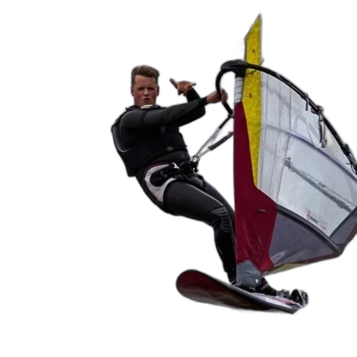 windsurfer, action, wearing, black transparent PNG cut-out