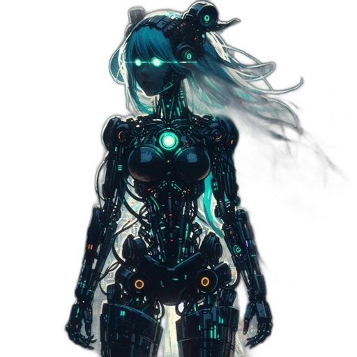 robot, dress, mask, cyberpunk transparent PNG cut-out
