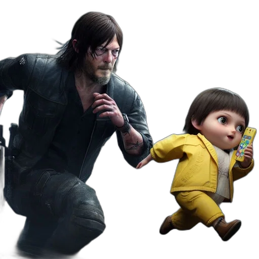 concept art, 3d render, two, characters transparent PNG cut-out