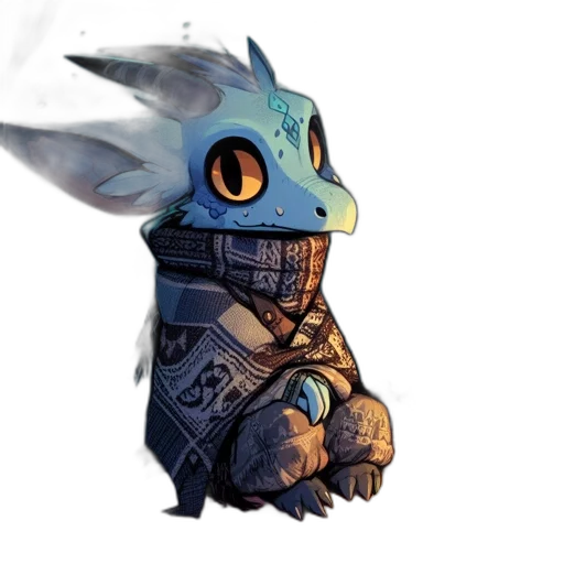 dragon, mask, creature, staff transparent PNG cut-out