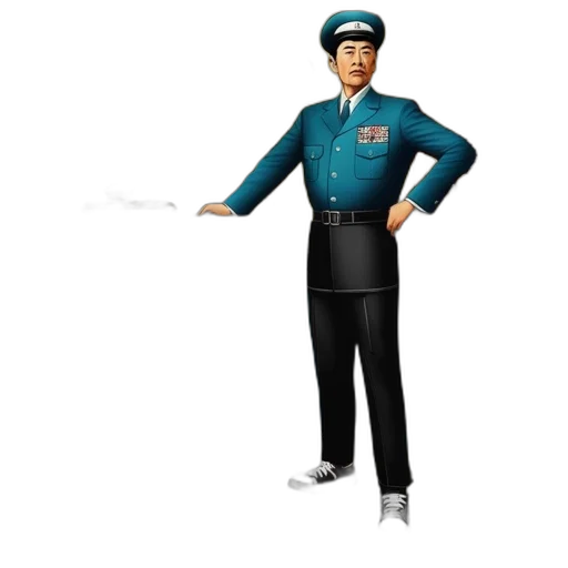 staff, robot, jacket, hat transparent PNG cut-out