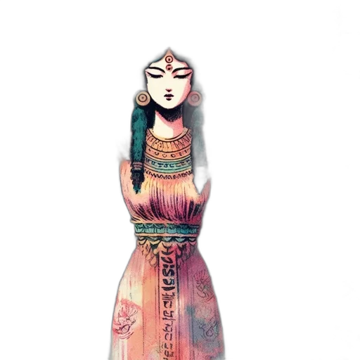 dress, jewelry, staff, mask transparent PNG cut-out
