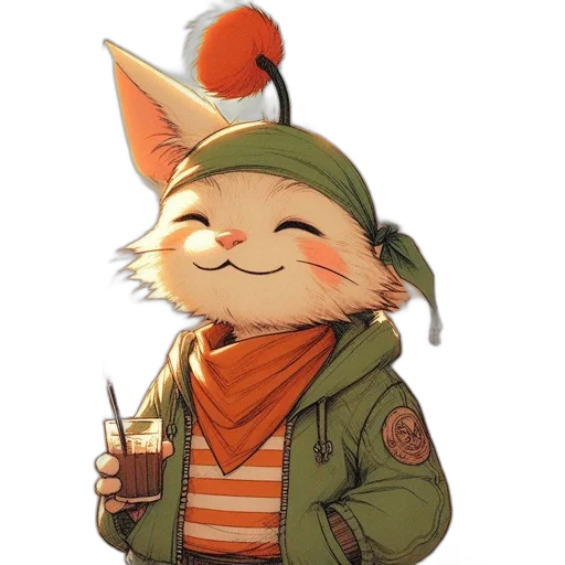 staff, jacket, hat, animal transparent PNG cut-out