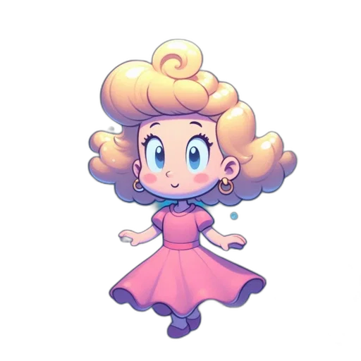 dress, crown, hair, staff transparent PNG cut-out