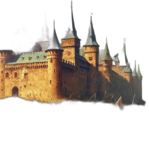 crown, building, dragon, sword transparent PNG cut-out