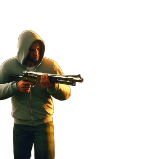 weapon, jacket, concept art, 3d render transparent PNG cut-out