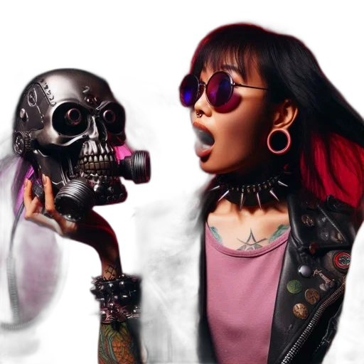 jacket, jewelry, mask, cyberpunk transparent PNG cut-out