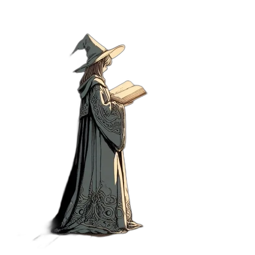 hat, staff, dress, sword transparent PNG cut-out