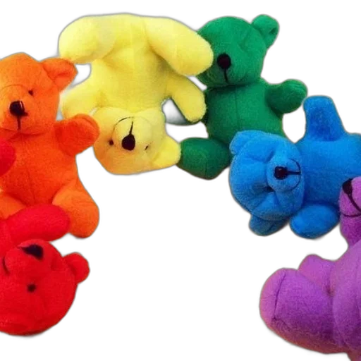 colorful, group, teddy, bears transparent PNG cut-out