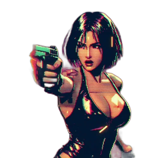 weapon, comic book art, pixel art, cyberpunk transparent PNG cut-out