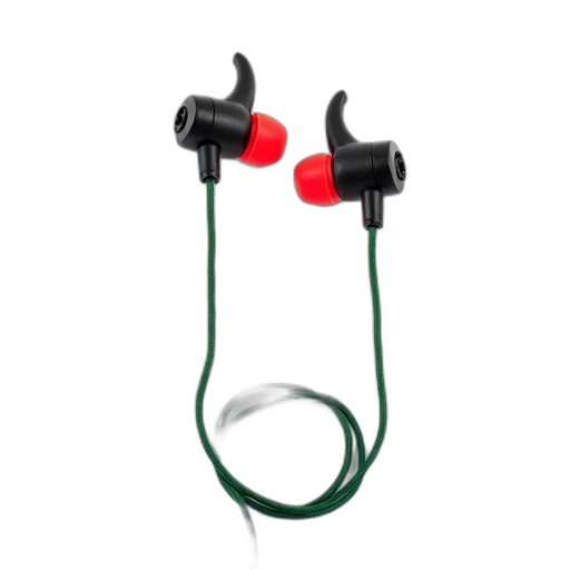 pair, black, earphones, red transparent PNG cut-out