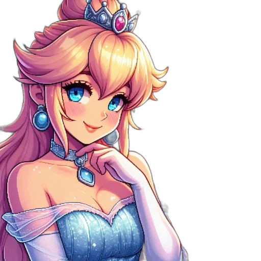 crown, dress, pixel art, watercolor transparent PNG cut-out