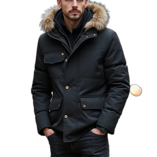 jacket, 3d render, photorealistic, dark transparent PNG cut-out