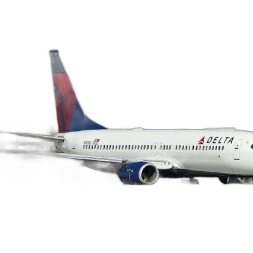 delta, airplane, parked, tarmac transparent PNG cut-out