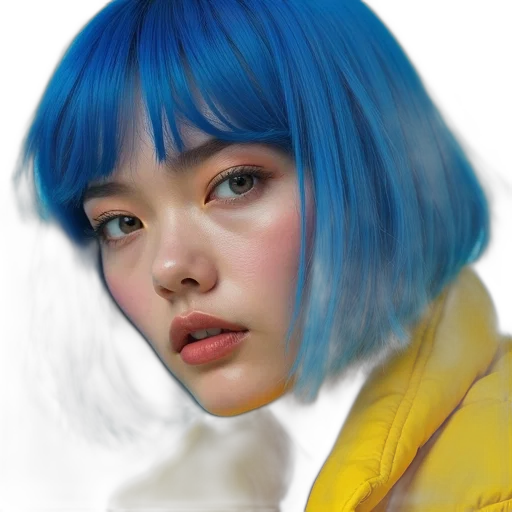 face, hair, jacket, robot transparent PNG cut-out