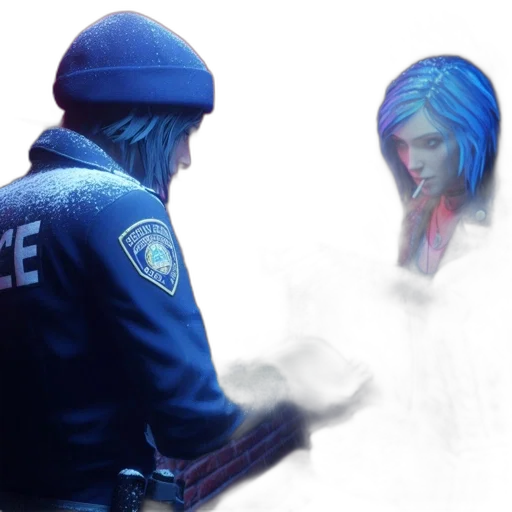 jacket, face, staff, weapon transparent PNG cut-out
