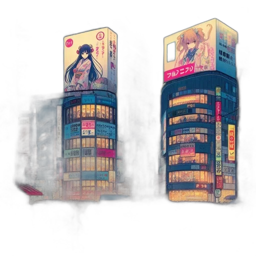 building, concept art, anime, cyberpunk transparent PNG cut-out