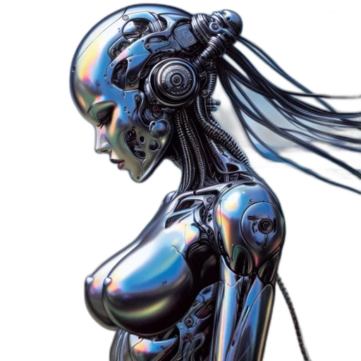robot, cyberpunk, concept art, 3d render transparent PNG cut-out