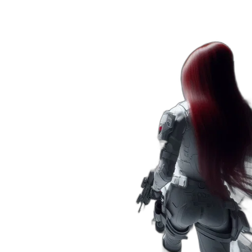 robot, weapon, hair, 3d render transparent PNG cut-out