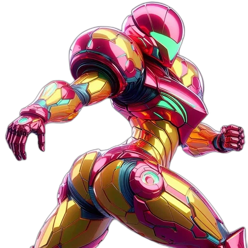 robot, weapon, concept art, vaporwave transparent PNG cut-out