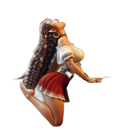 hair, dress, creature, concept art transparent PNG cut-out