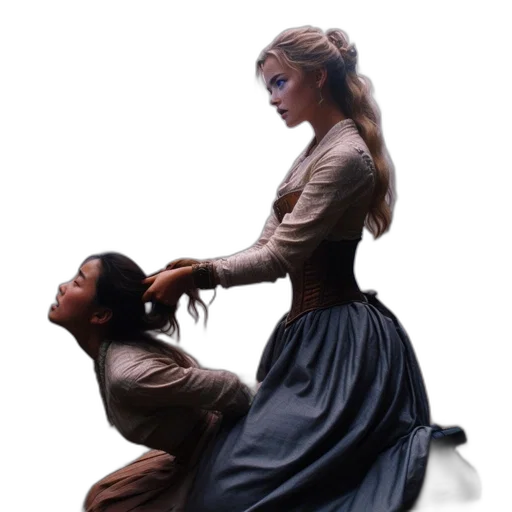 hair, staff, dress, oil painting transparent PNG cut-out